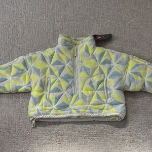 FP Movement Cropped Coat Geometric Pattern - Yellow and Gray/Blue